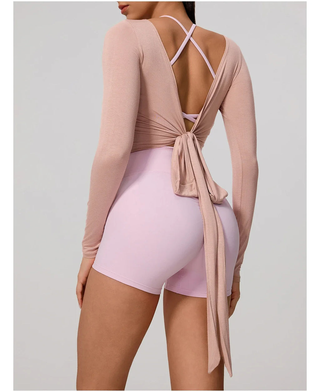 Hearuisavy Summer Women's Yoga Shirt Long Sleeve Sportswear Gym Breathable Quick Dry Sports Top Pilates Dance Ballet Wrap Tops