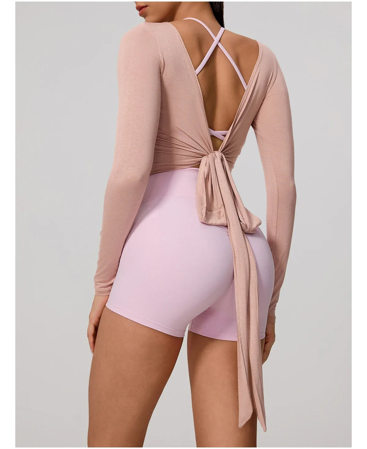 Hearuisavy Summer Women's Yoga Shirt Long Sleeve Sportswear Gym Breathable Quick Dry Sports Top Pilates Dance Ballet Wrap Tops