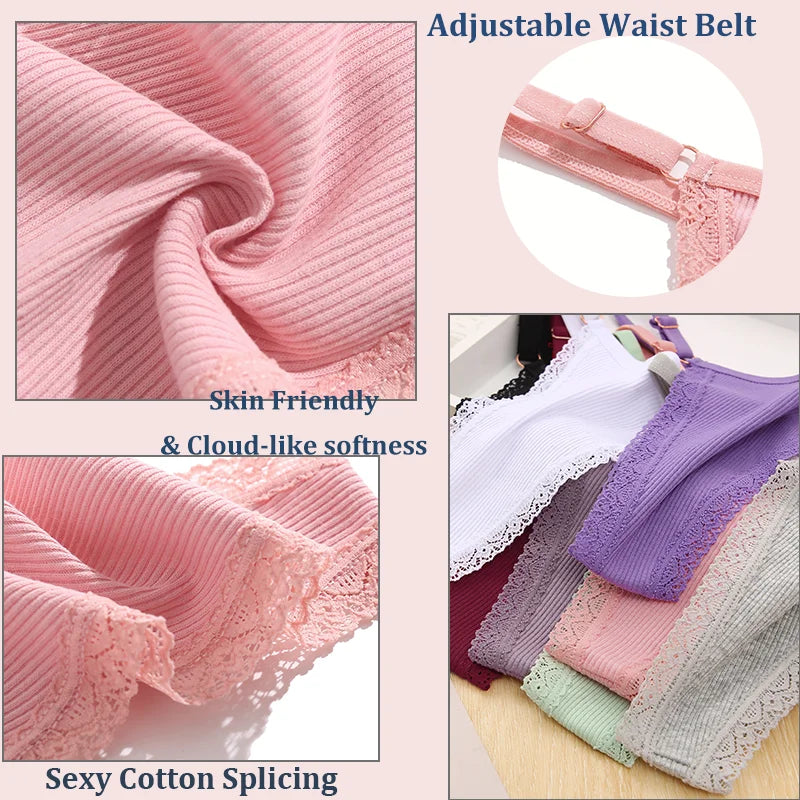 3Pcs/Set Cotton G-String Sexy Women Thong Adjustable Belt Seamless Panties Breathable Low Waist Lingerie Female Soft Solid Color