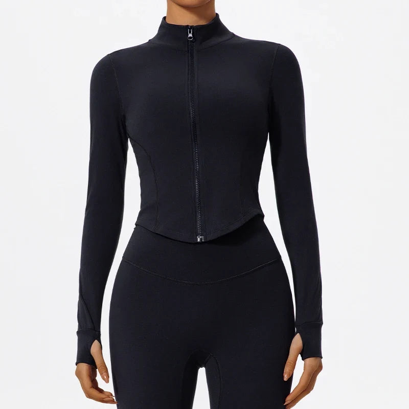 Hearuisavy Summer Ultra-Soft Fabrics Tight Sports Jackets Women Zipper Gym Yoga Clothes Female Quick-Dry Long Sleeve Sportswear