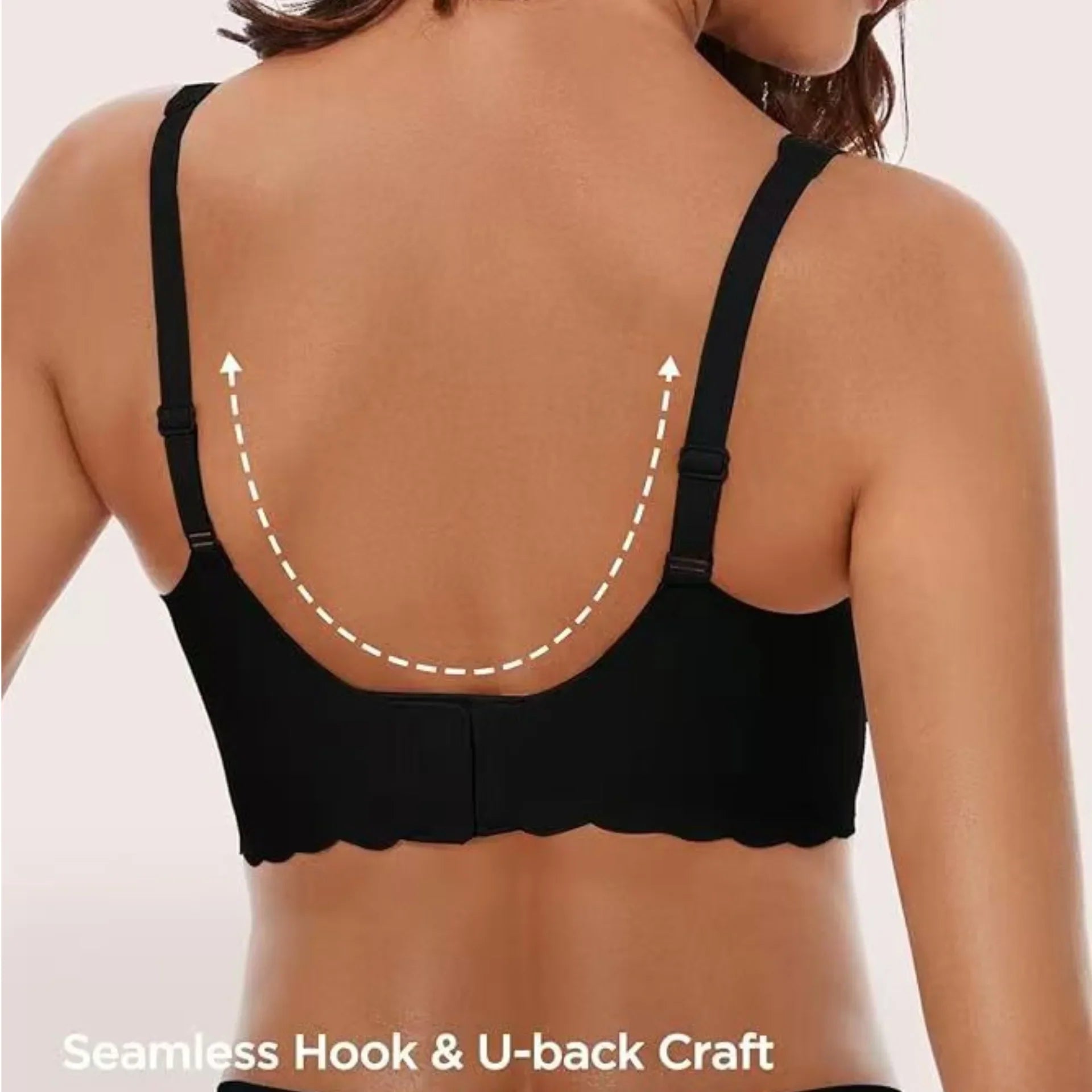 Women's Deep V Wave Seamless Jelly Bra Wire-free Seamless Bra Thin Mold 3/4 Cup Bra Comfortable Plus Size Push-up Underwear