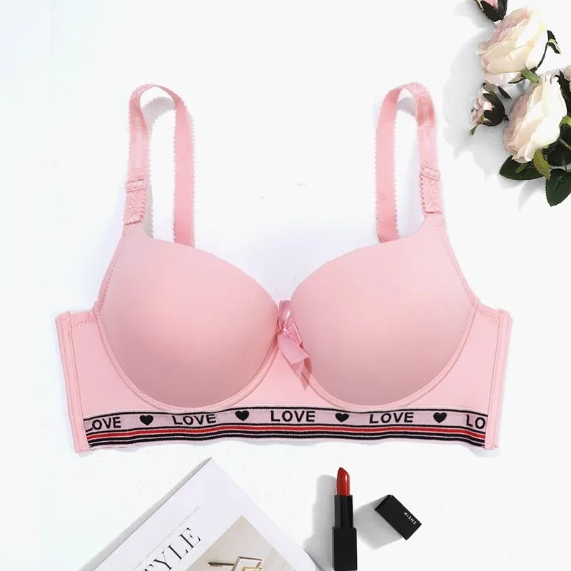 BEAUWEAR Women Seamless Push-Up Sports And Leisure Bra With Four-Row Hook, Alphabet Decor And Steel Support Underwear C Cup