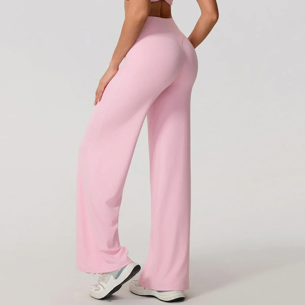 Hearuisavy Women Straight-Leg Sports Pants Gym Clothing Naked Feeling Compression Wide Leg Yoga Leggings Pilates Fitness Tights