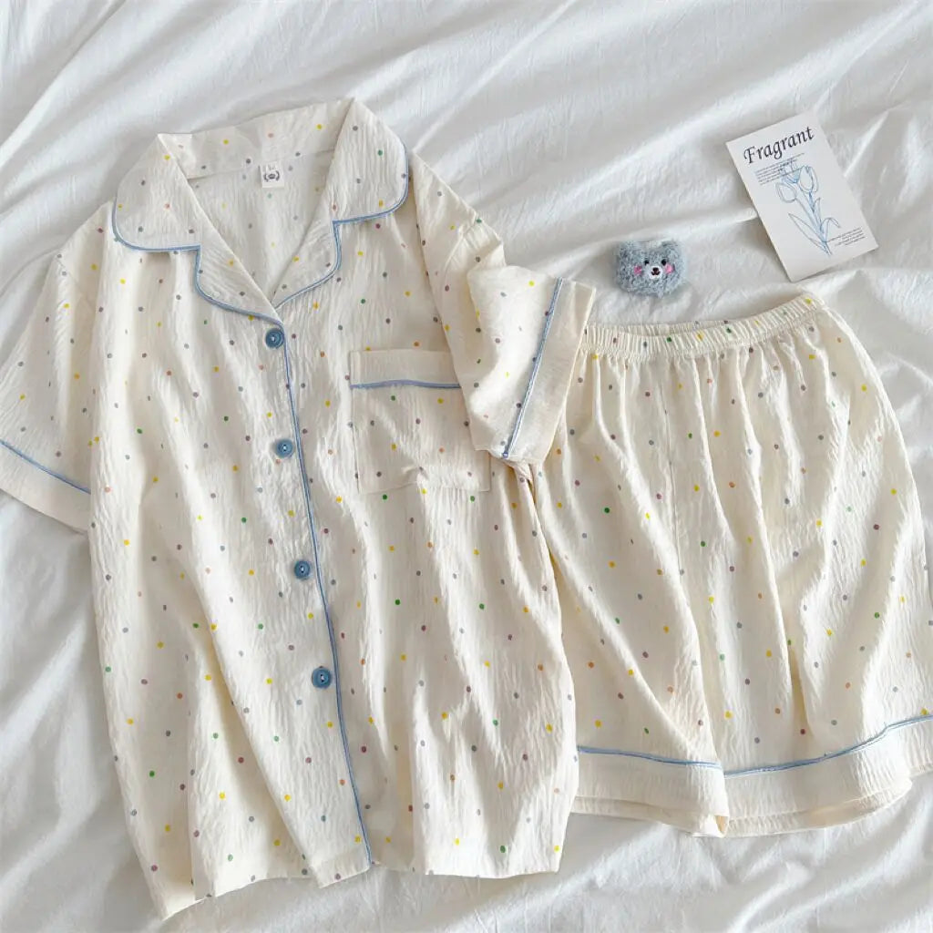 Thin Cotton Women's Short-sleeved Pajamas Set Summer Cute and Casual Sweet and Girly Thin Home Wear Set Sausage Dog Sleepwear