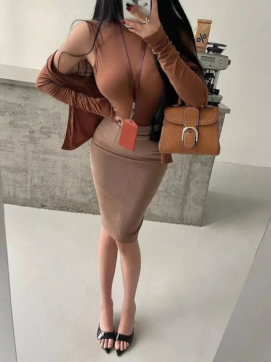 Korean Style Pure Desire Sexy OL High Waist Tight Slimming Mid Length Skirt Fashion Women Sweet Mini Skirts 2026 New Summer 9B8