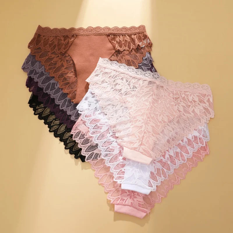 3Pcs/set Lace Sexy Panties Women XS-XL Low-Rise Briefs Sexy Ladies Underwear Trendy Floral Underpants Female Panty Lingerie New