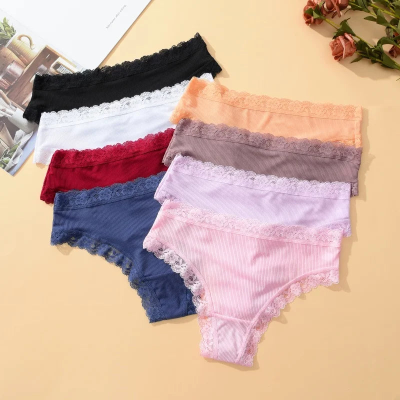 3Pcs Women Cotton Lingerie Sexy Thong Soft Fashion Panties Femme Design Underwear Pantys Underpant Lingerie Lace Intimates S-XL