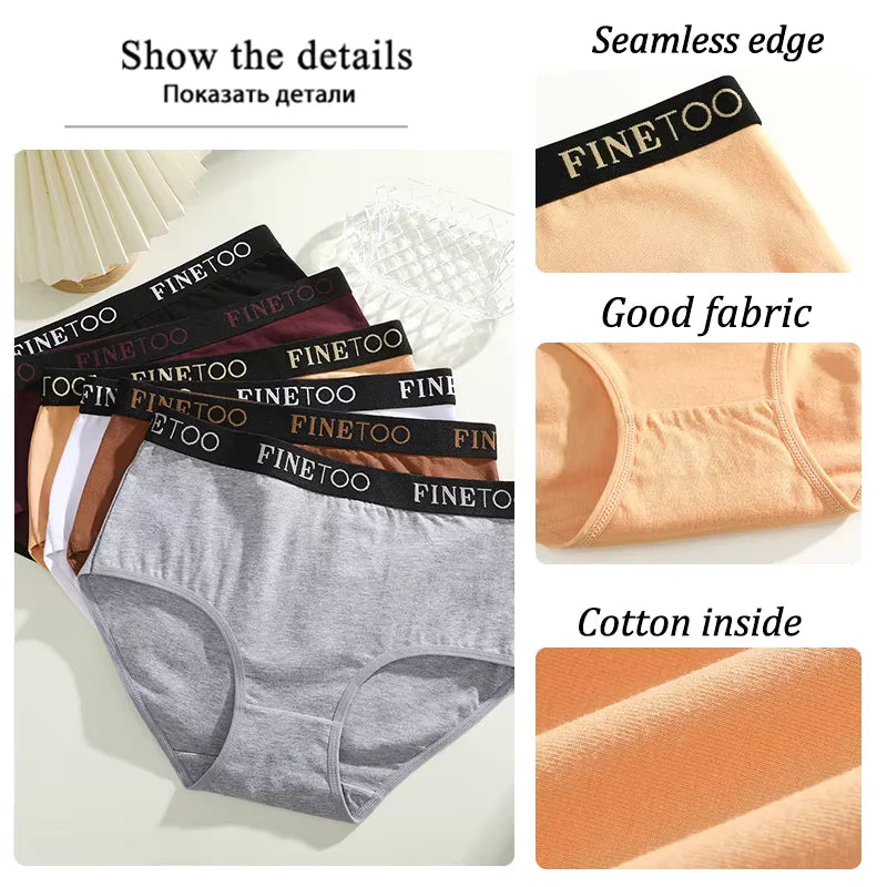 Finetoo 3Pcs/Set Women's Seamless Cotton Briefs Women Plus SizePanties Breathable Underwear Female Low Waist Soft Lingerie S-XXL