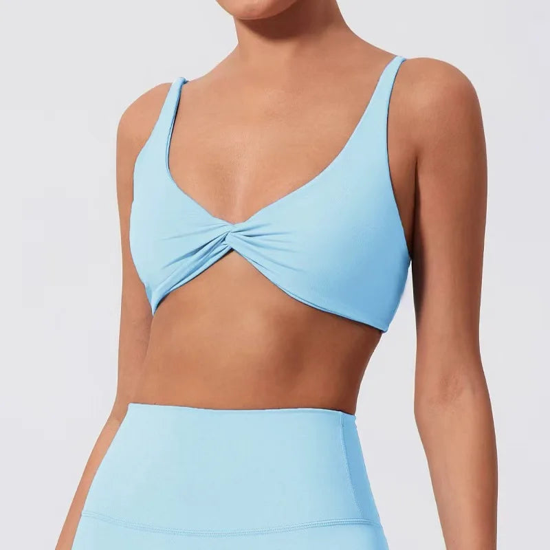 Hearuisavy Summer Sports Bra Shockproof Push Up Gym Top Women Quick-Dry Yoga Clothes Pleated Design Brassiere Workout Crop Top