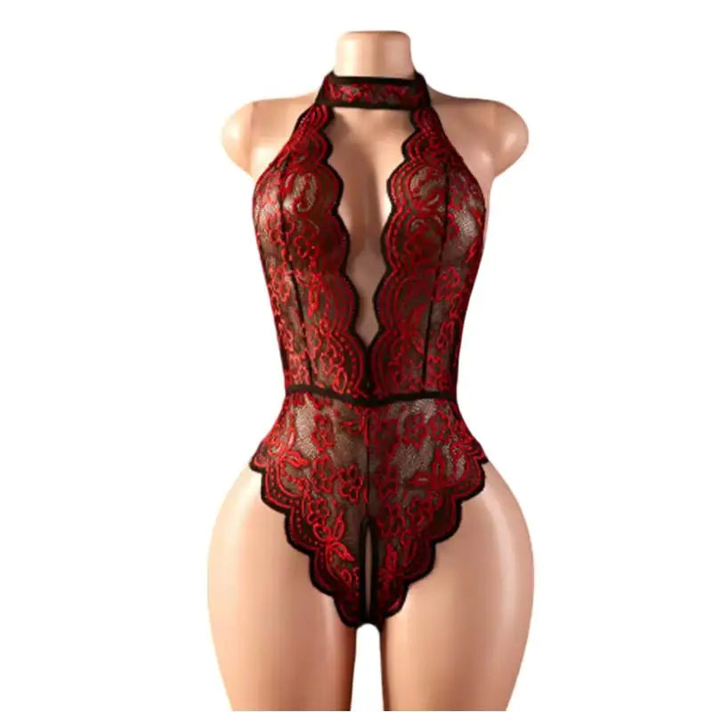 Adult Erotic Lingerie Women BodySuit Crotchless Sexy Temptation Lace Hollow Body Suit Pajamas Cosplay V-neck Hot UnderwearSet
