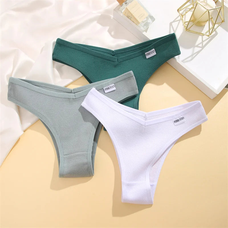 5Pcs/set Women Cotton Brazilian Panties Waffle Style S-XL Underpants Ladies Cotton Underwear Comfortable Soft Female Lingerie