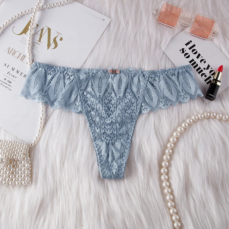Hollow Out Lace Sexy Girls G String Panties Women Briefs Transparent Thong Thin Underwear Female Low Waist Lingerie Size S-XL