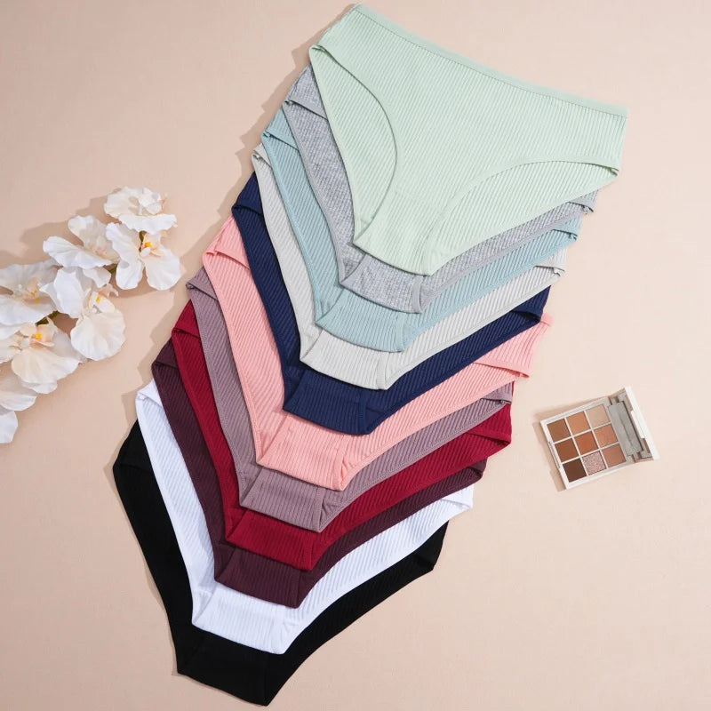 Women's Seamless Cotton Briefs Women Panties Solid Color Breathable Underwear Female Low Waist Soft Lingerie S-XXL