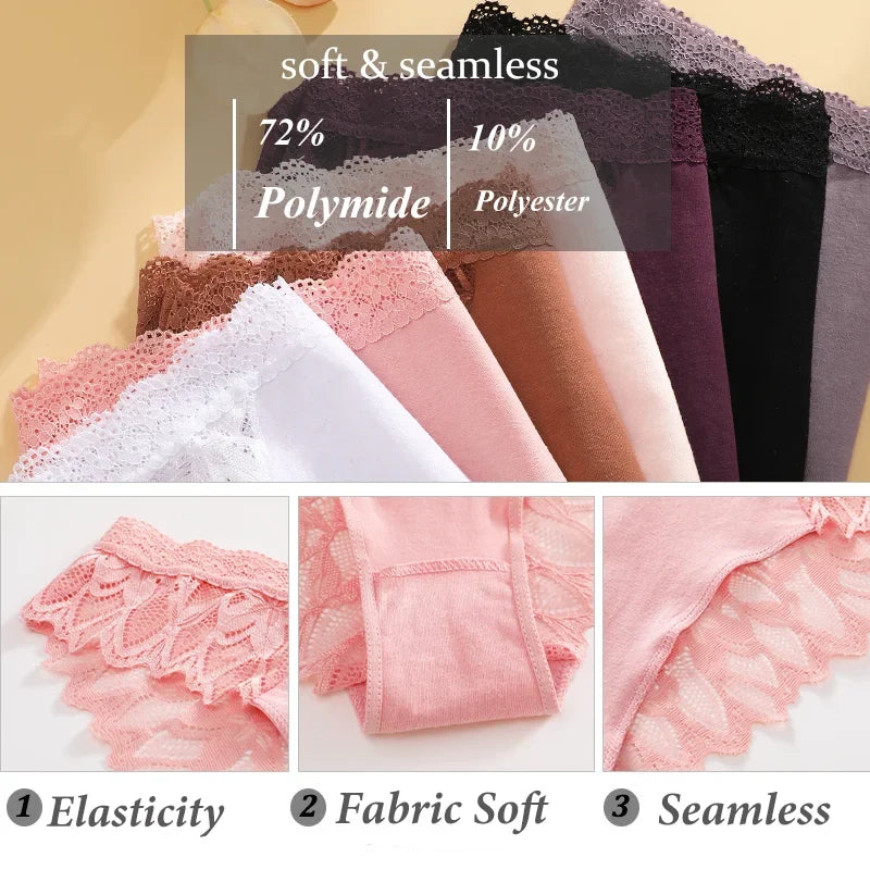 3Pcs/set Lace Sexy Panties Women XS-XL Low-Rise Briefs Sexy Ladies Underwear Trendy Floral Underpants Female Panty Lingerie New