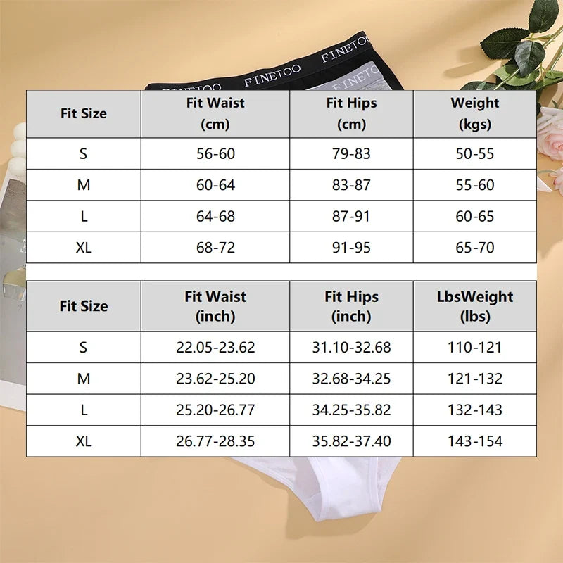 FINETOO 4Pcs Women's  Cotton Panties Sexy Breathable Low Waist  Briefs Letter Straps Underwear Soft Stretch Comfortable Lingerie