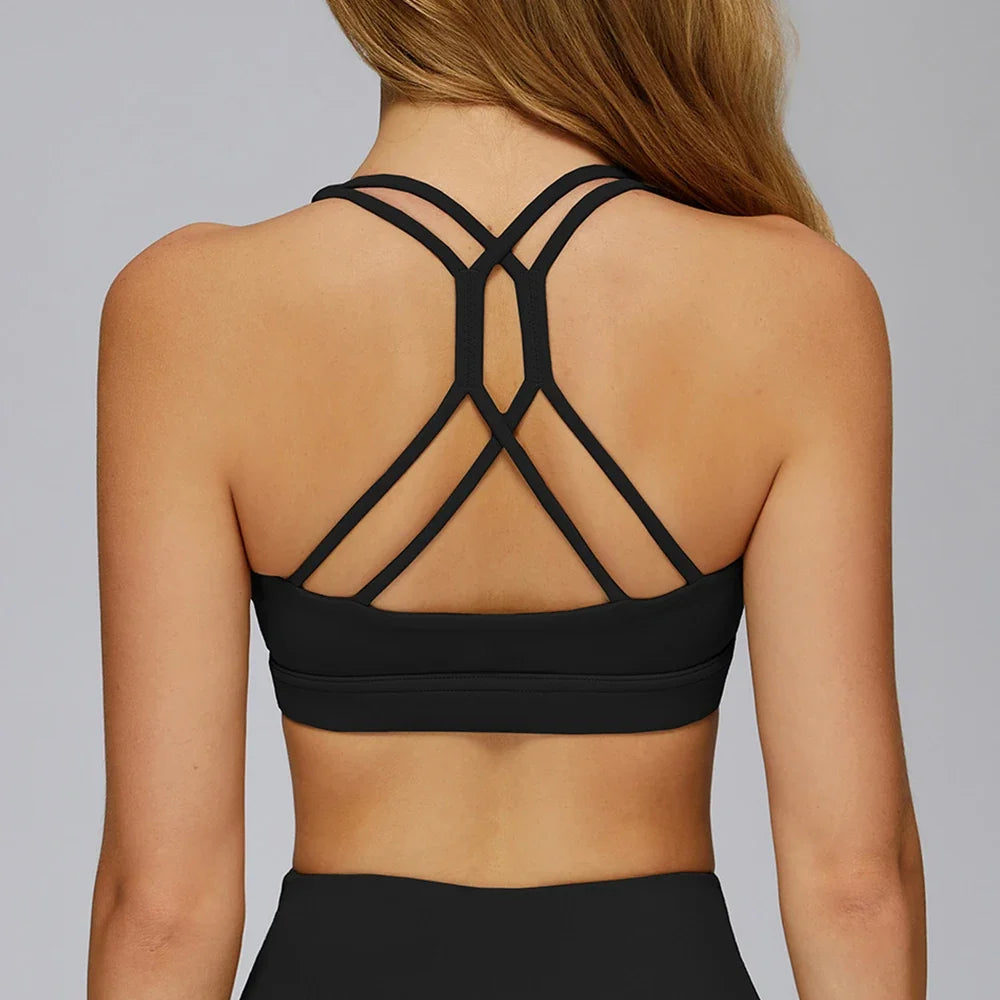 Women Sports Bra Back Cross Top Push Up Fitness Yoga Bra Underwear Sport Tops For Women Breathable Running Vest Bralette Gym Bra