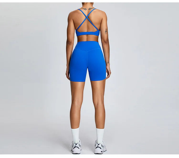 Solid Color Cross Back Women Fitness Underwear Sports Bra Running Top Gym Yoga Athletic Tight Workout Jog Soft With Backless Bra
