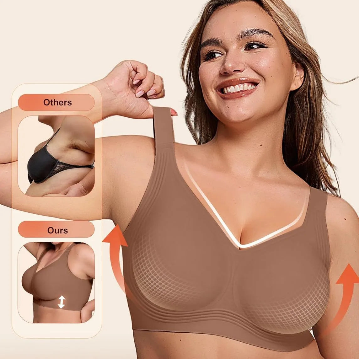 Women's Plus Size Seamless Bra Wire-free Full Cup Bra Comfortable Solid Color Everyday Supportive Plus Up Bra Underwear