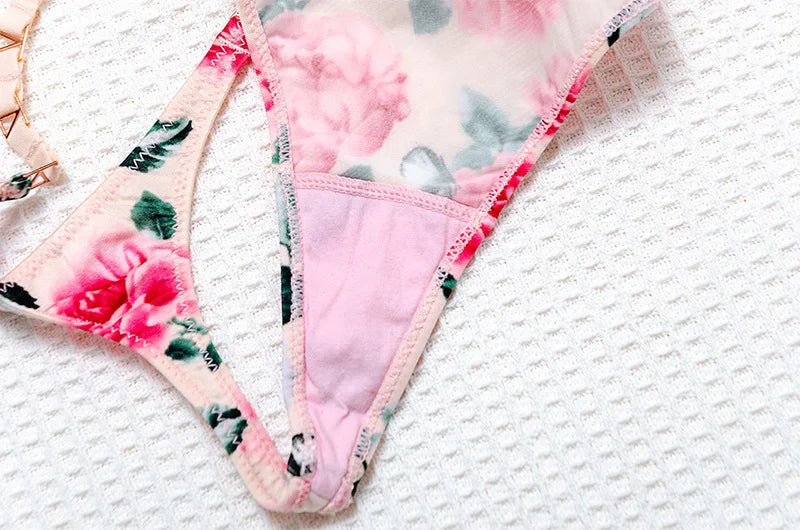 Zebra Flower Low Rise Sexy Thong Women Underwear Briefs Panties Luxury Metal Buckle G String Seamless Bikini Girls Female Panty