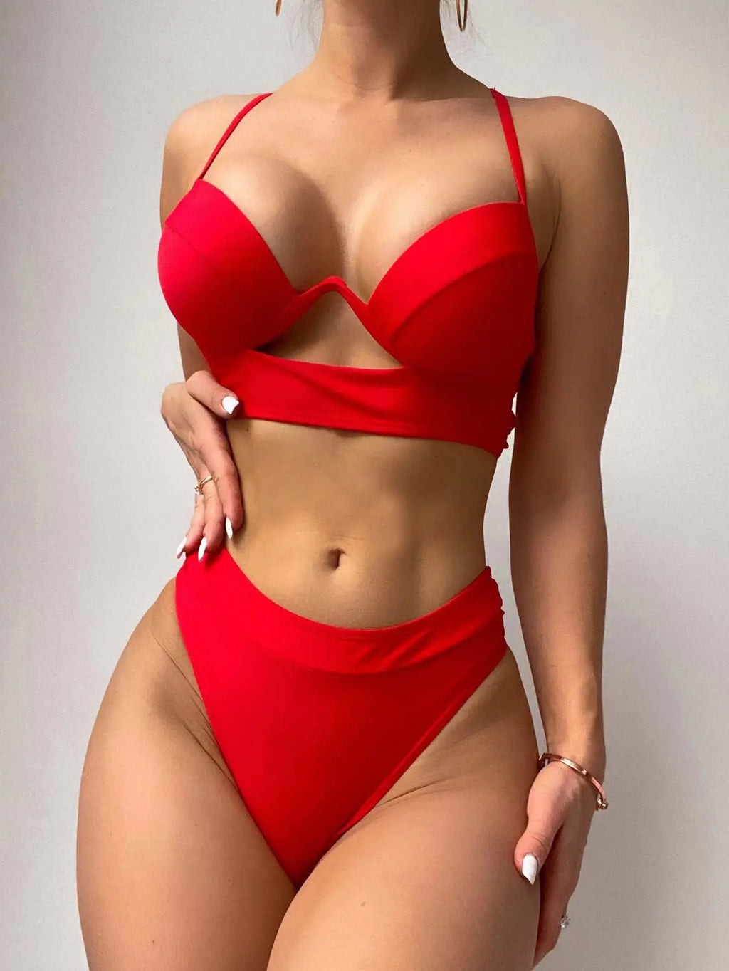 2024 Sexy Bikinis Women Solid Color Swimwear Female Swimsuit Swimming Bathing Suits Brazilian Bikini Set Beach Wear Bather Pool
