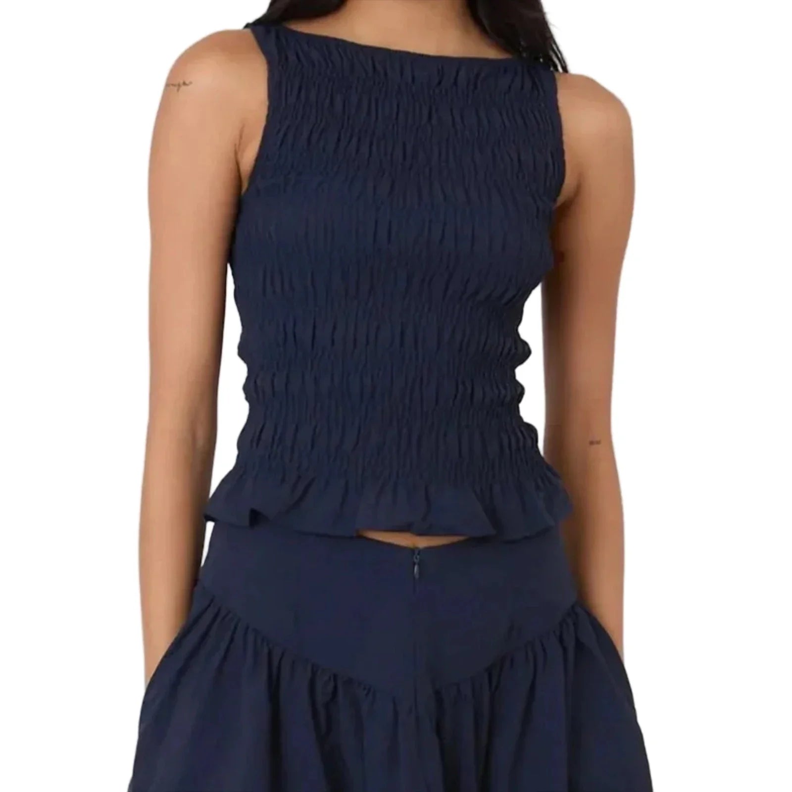 Women Tank Tops Solid Color Ruched Casual Vests Summer Fashion Sleeveless Tops Streetwear