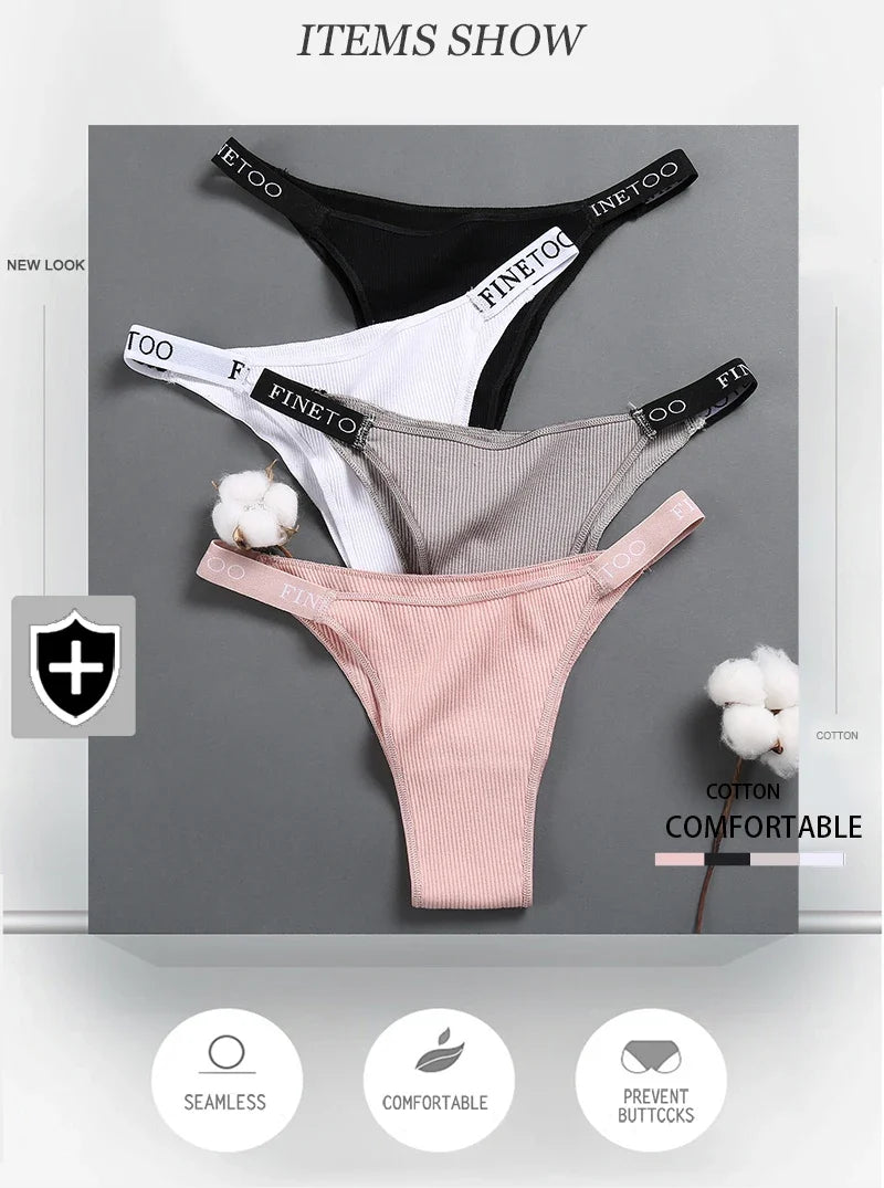 3Pcs/set Low Waist Brazilian Panties Women Cotton Bikini Panties M-XL Lady Comfortable Underwear Female Soft Underpants Lingerie
