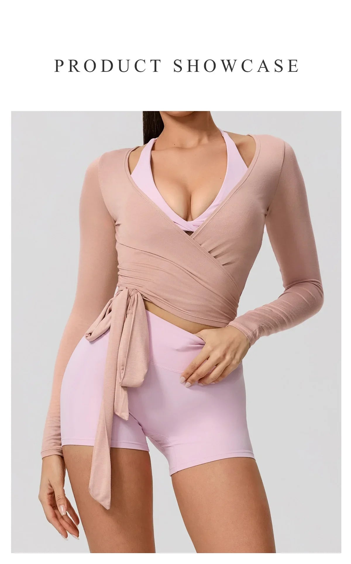 Hearuisavy Summer Women's Yoga Shirt Long Sleeve Sportswear Gym Breathable Quick Dry Sports Top Pilates Dance Ballet Wrap Tops