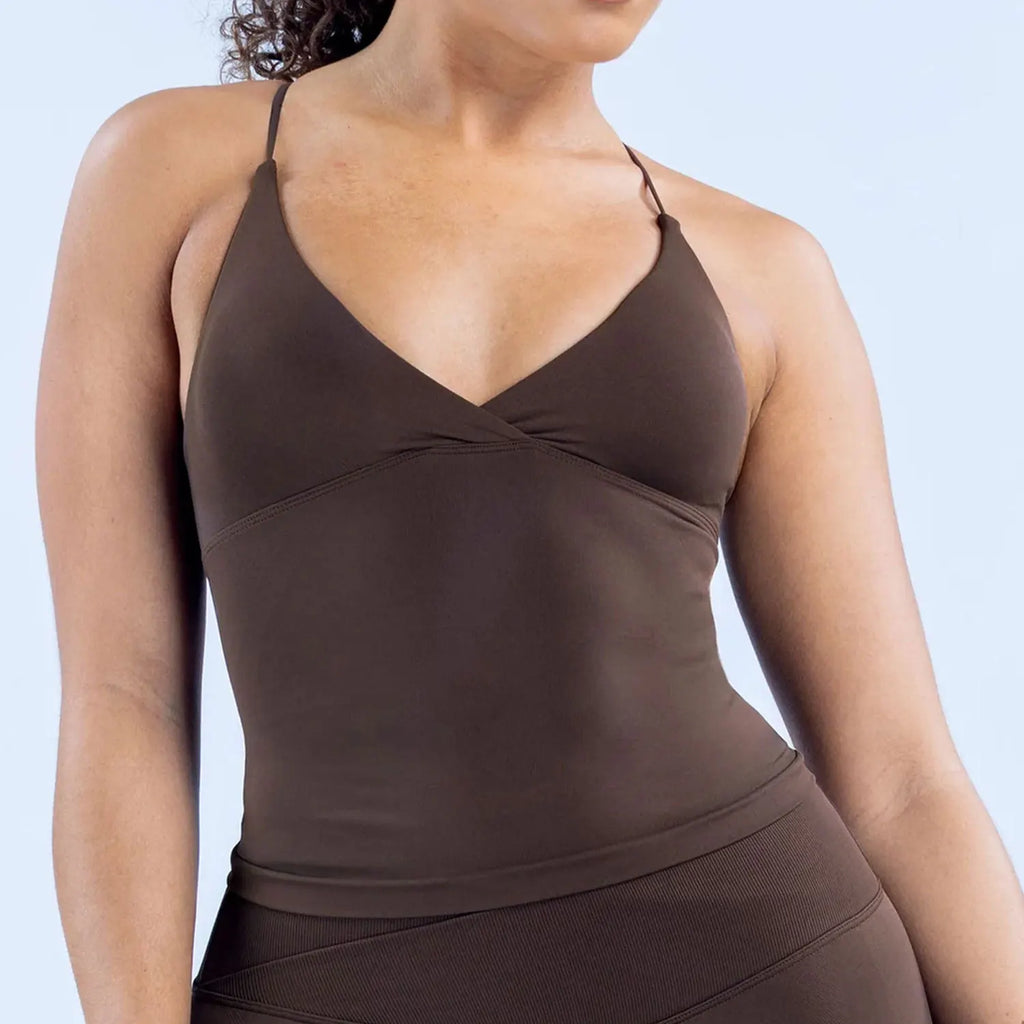 NCLAGEN Vision Twist Front Longline Top Gym Yoga Tops Women Quick Dry Thin Strap High Elastic Workout Vest Push-up Fitness Tank