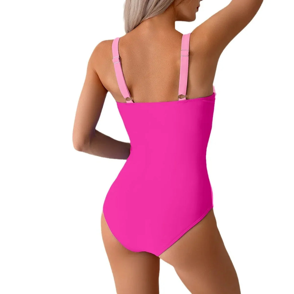 2026 Sexy Black Swimwear Women's One-Piece Bikini Deep V Neck Hanging Strap Swimsuit New Arrival Integrated Design Sportswear