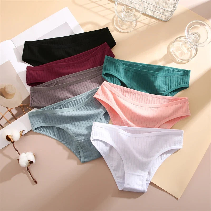 3PCS Women's Cotton Briefs Panties Female Sexy Low Waist Underwear M-XL Breathable Panty Girls Comfortable Intimates Lingerie