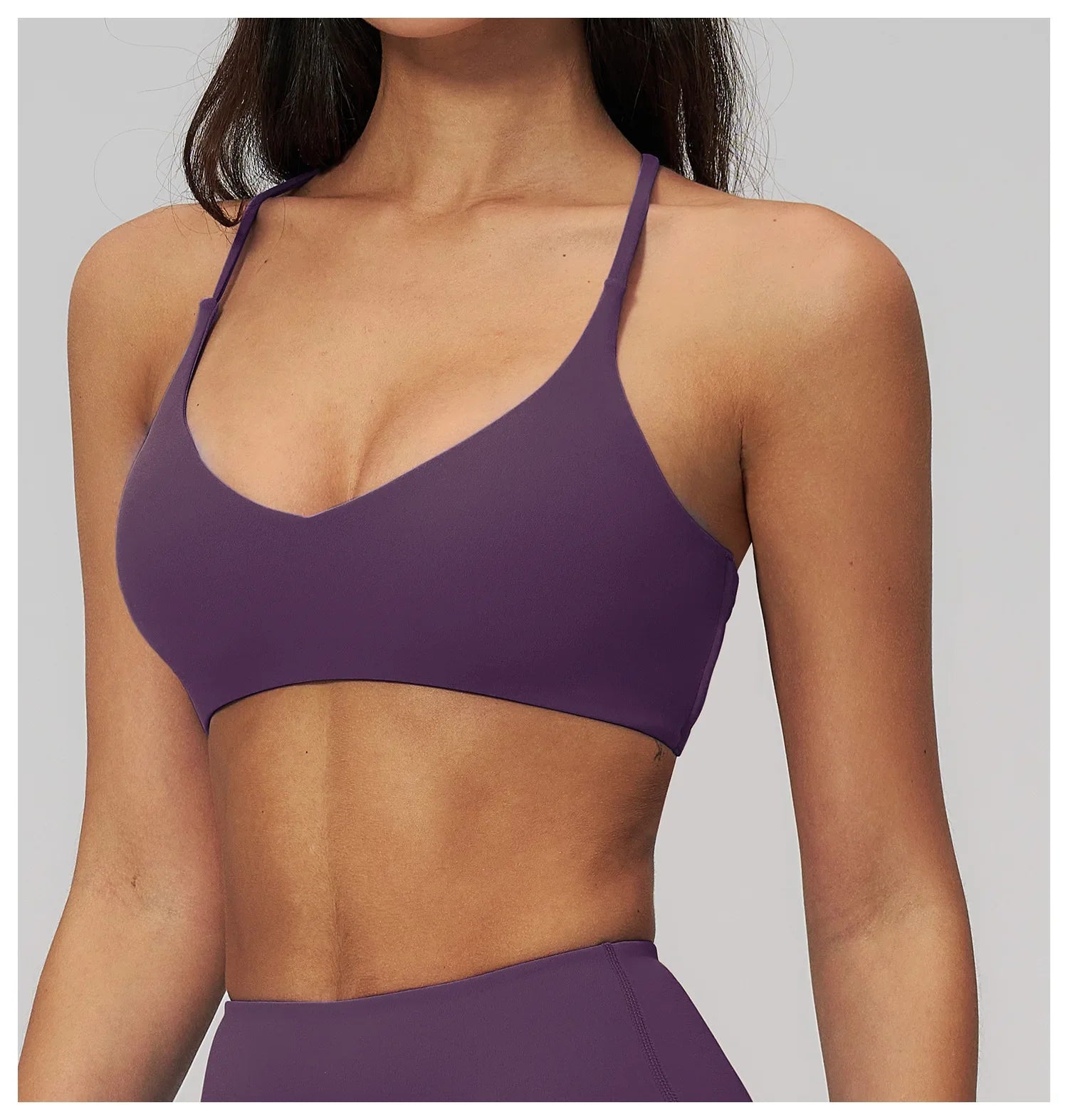 Summer U-Shaped Multi-Strap Cross Back Women Pilates Fitness Sports Bra Top Gym Yoga Athletic Tight Workout Jog With Chest Pad