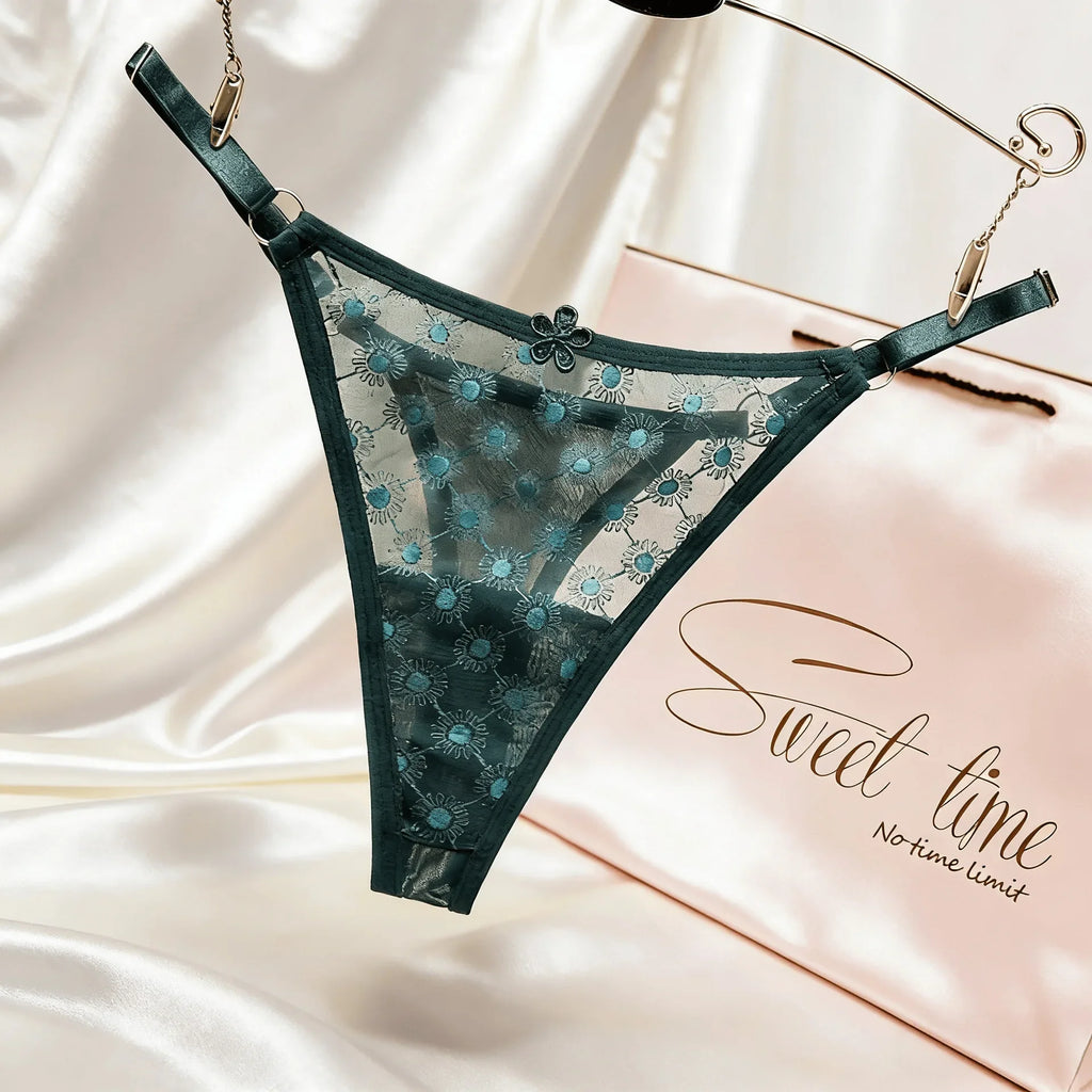 Thin Sexy Girls G String Thong Panties Women Briefs Flower Hollow Out Transparent Underwear Female Lingerie