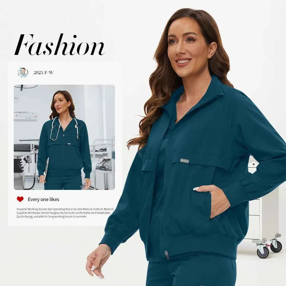 Niaahinn Long Sleeve Nursing Scrubs Jacket