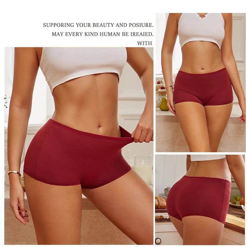New 4PCS Women's Panties Cotton Seamless Sports Boxers Underwear Female Solid Color Cozy Lingerie Intimate Underpants XS-XL