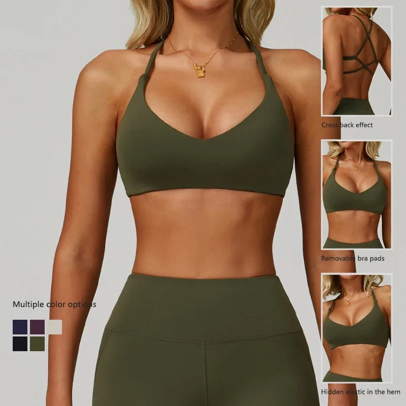 Hearuisavy Breathable Sports Bra Women Quick Drying ShockProof Gym Workout Top Casual Yoga Clothing Push Up Running Fitness Bras
