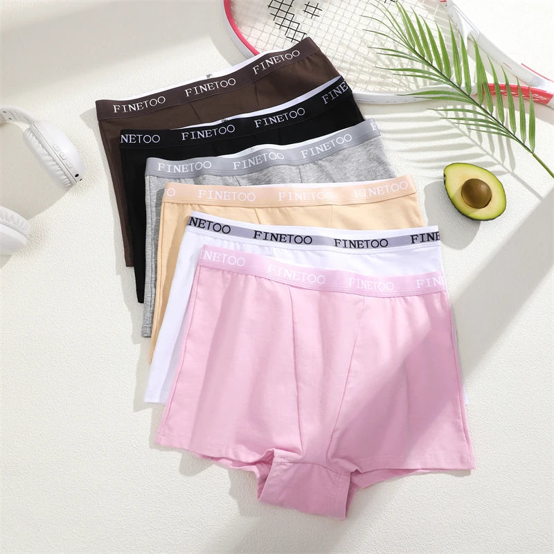 Finetoo Women's Panties Cotton Seamless Sports Boxers Underwear Female Solid Color Briefs Cozy Lingerie Intimate Underpant S-XXL