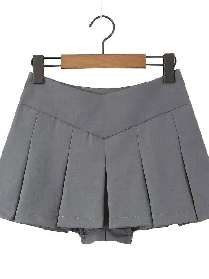 2026 Spring/summer New High Waisted Pleated Skirt Women's Spicy Girl Solid Color Slim A-line Wrap Hip Short Skirt A45S