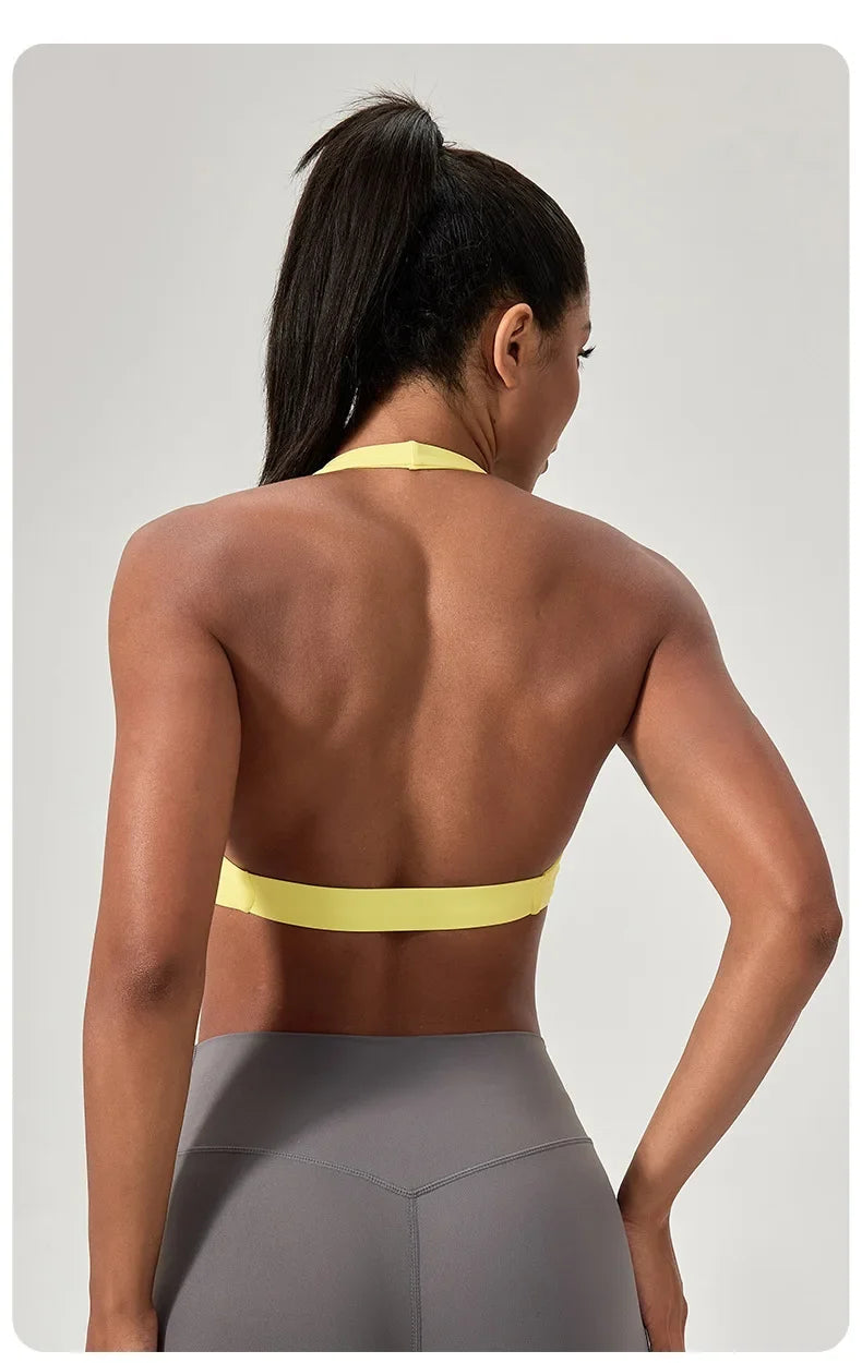 Women's Yoga Bra Halter Back Fitness Underwear Sexy Wire-Free Sports Vest Comfortable Breathable Bra