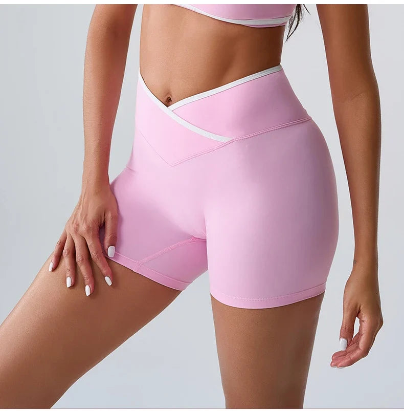 Sports Shorts Cross Waist Women Shorts Women Cycling Jogging Fitness High Waist Push Up Gym Shorts Leggings Women Yoga Clothing