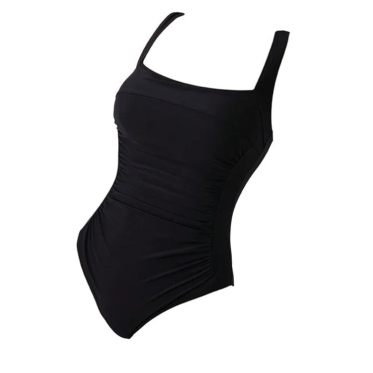 Vintage Black Knitted Patchwork One Piece Swimsuit 2026 Women Halter V Neck Back Bandage Cross Slim Tummy Control Swimwear