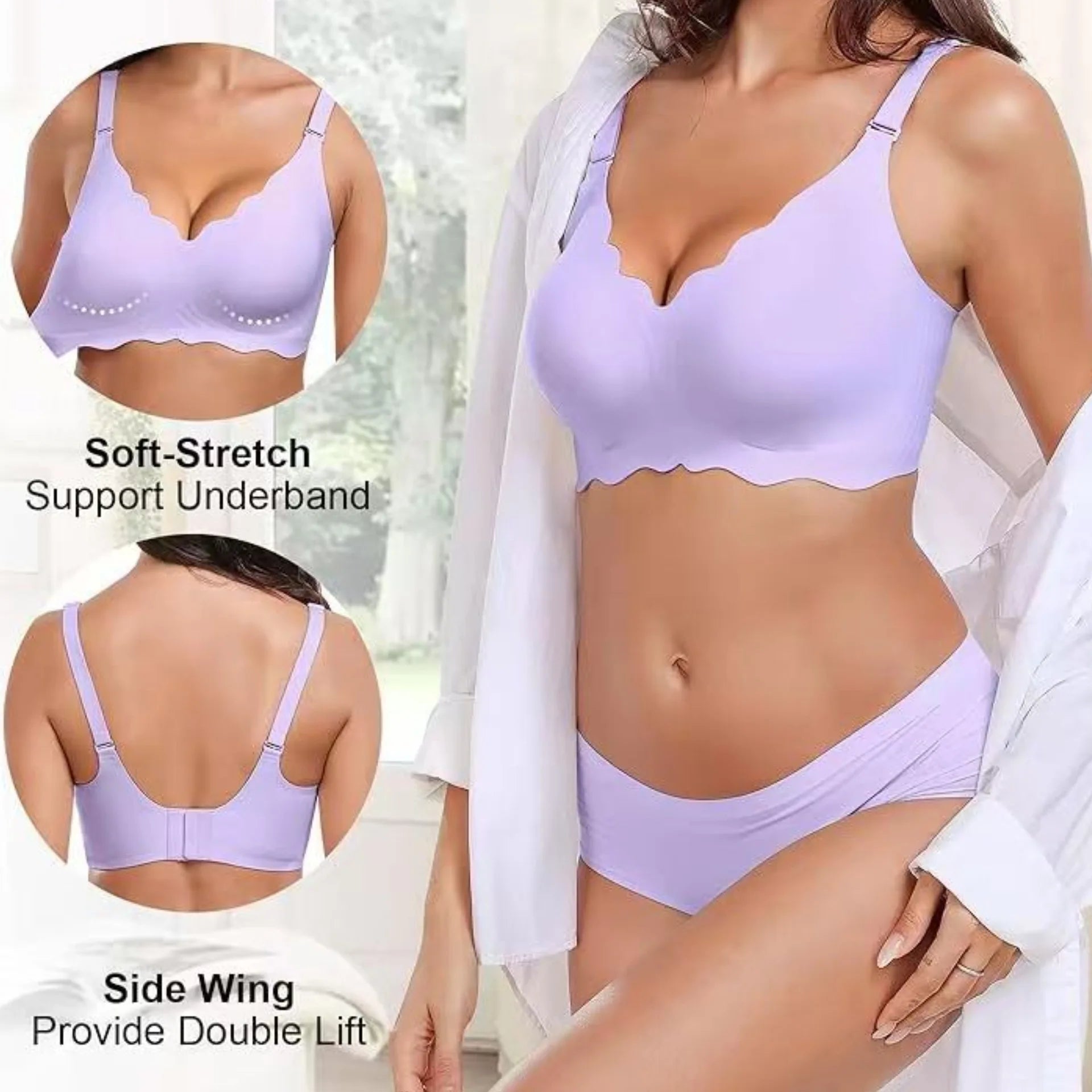 Plus-size Jelly-like Wire-free Bra Thin Molded Cups with A Wire-free Design Comfortable and Breathable Underwear Push Up