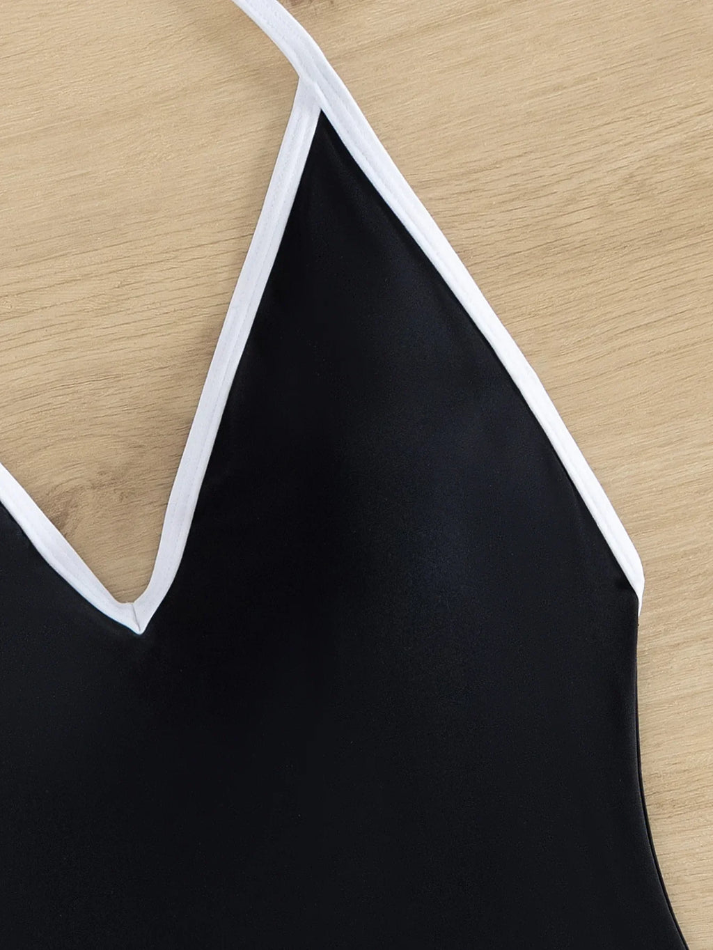 Sexy Deep V Neck One Piece Swimsuit 2025 Women Black Contrast Push Up Backless Slim Tummy Control Swimwear Beach Pool Bather