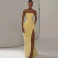 Elegant High Waist Bodycon Maxi Dress Strapless Pleated Hem Corset Party Robes Luxury Vestidos 2026 New Lady Evening Gowns