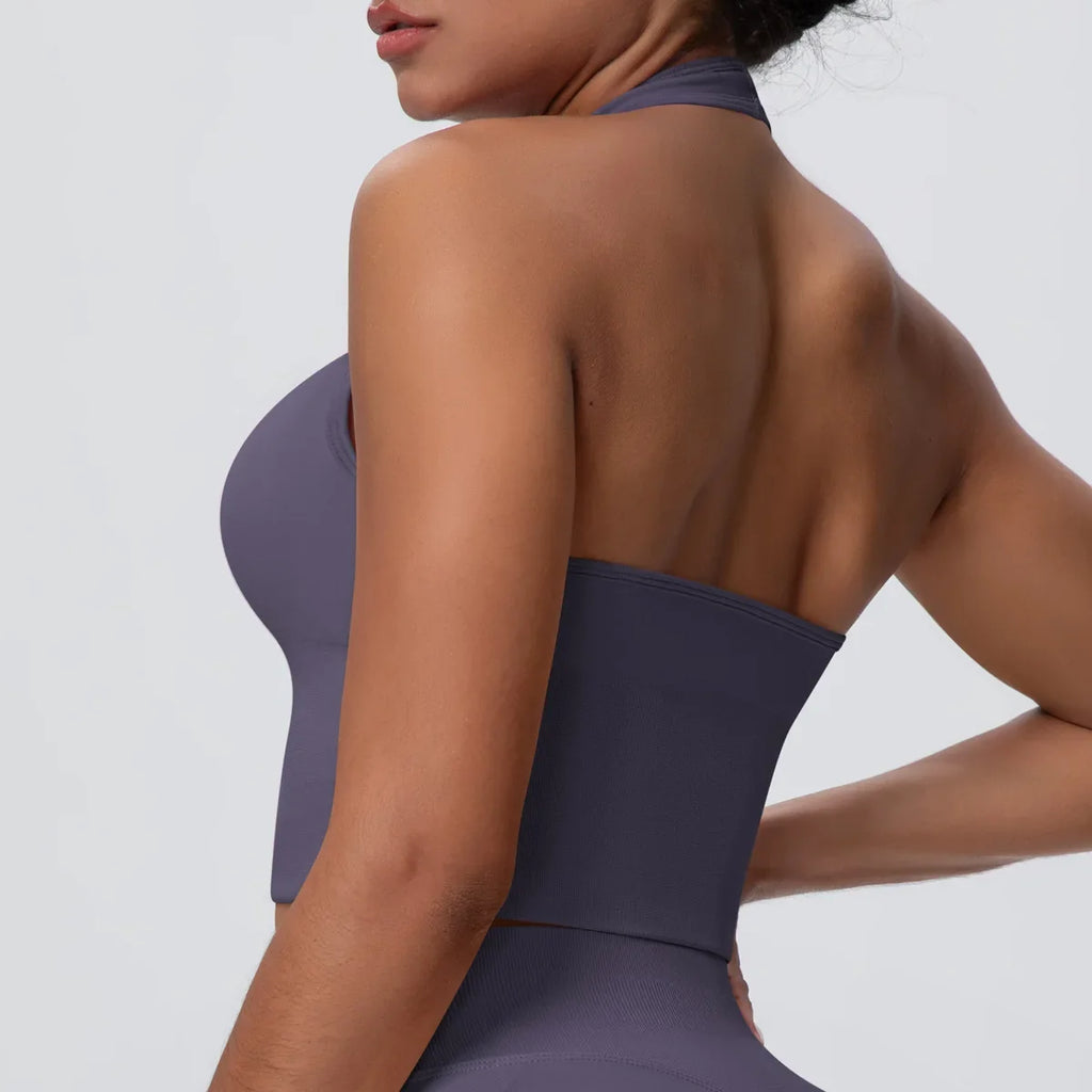 Gym Tops Women Halter Top Gym Vest Woman Sexy Backless Push Up Sport Bras Running Vest Workout Tops Activewear Yoga Fitness Vest