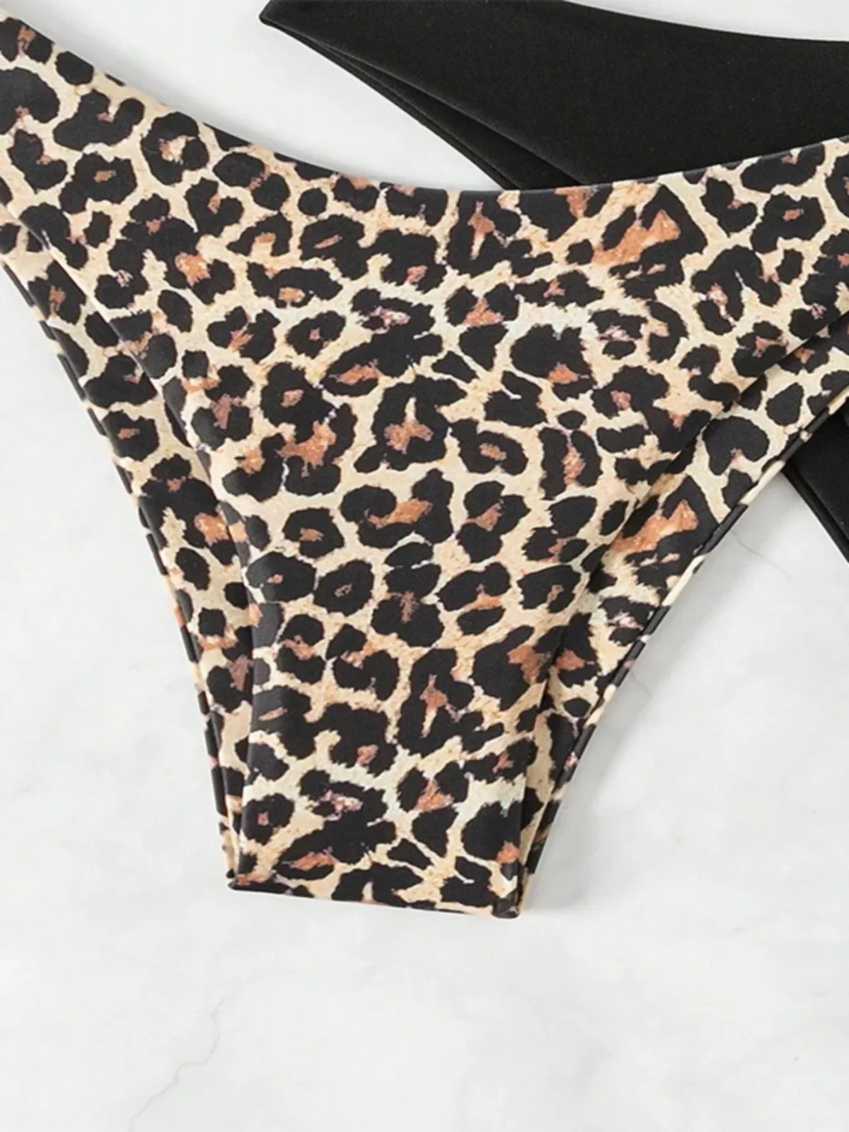 High Waist Bikini Shorts Bottoms Women Swimming Leopard Panties Summer Ladies Black Bathing Suit Swim Shorts Bottom 2 Piece Set