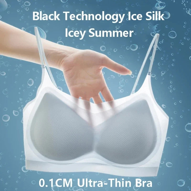 Summer Ice Silk Seamless Ultra-thin Ice Silk Bra Lifting Bra M-4XL Women's Sports Bra Wireless Underwear Air Cooling Brassier