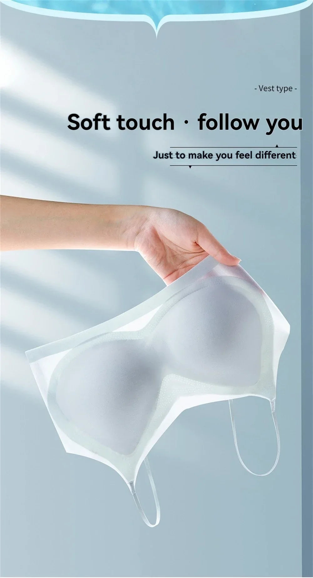 Ultra-Thin Breathable Ice Silk Top Bra Women's Seamless Back Halter Vest Wrap Bra Small Chest Together