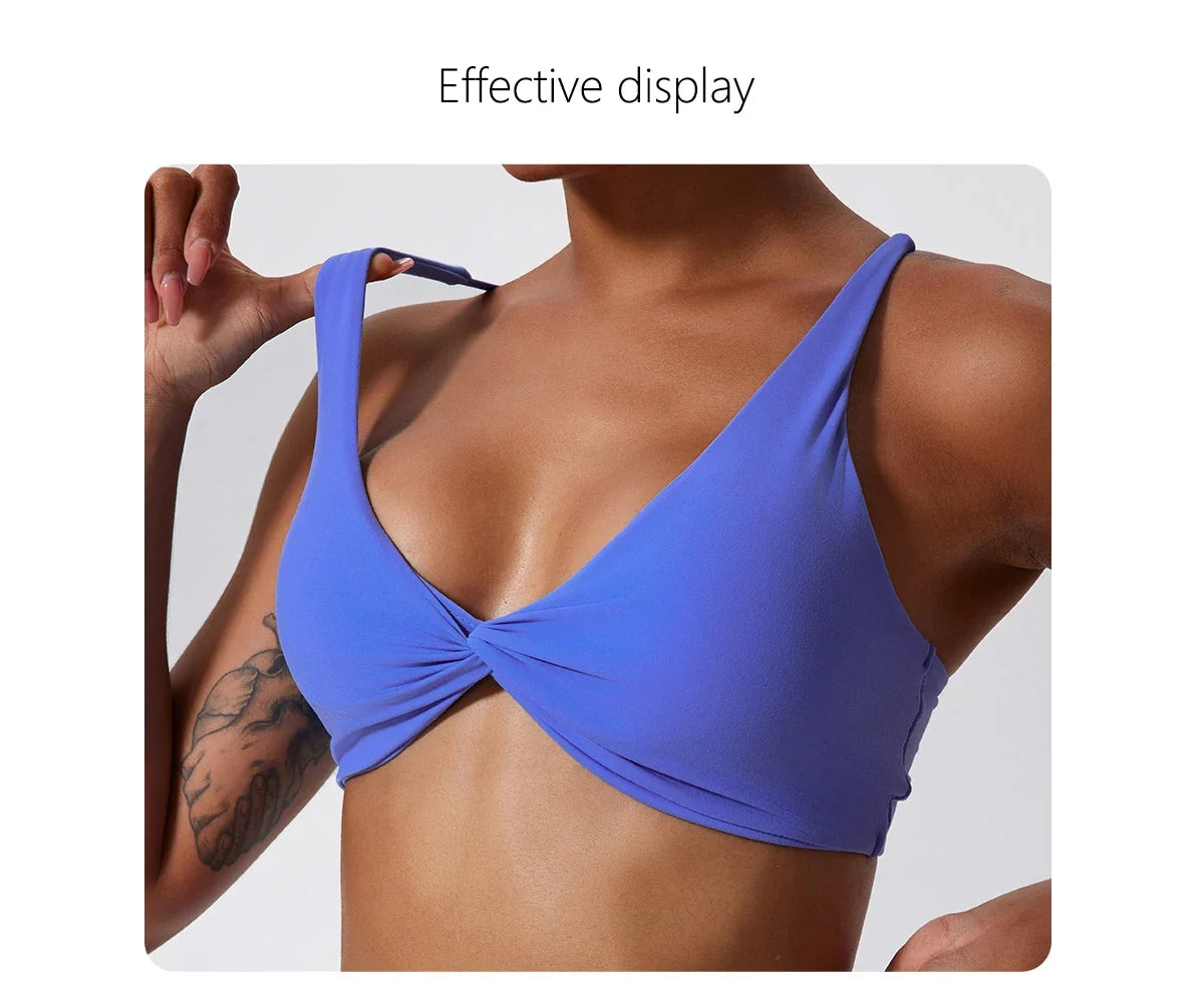 Hearuisavy Summer Sports Bra Shockproof Push Up Gym Top Women Quick-Dry Yoga Clothes Pleated Design Brassiere Workout Crop Top