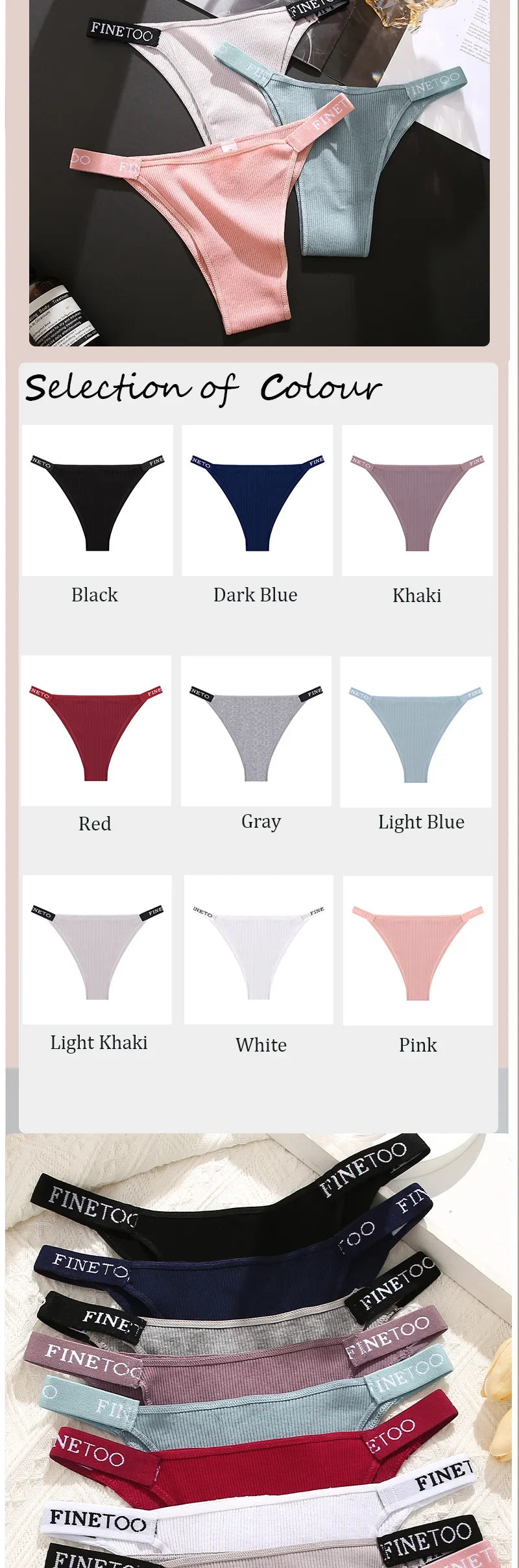 Women Cotton Maillard Brazilian Sexy Panties Breathable Low Waist Female Underwear Soft Solid Color Intimates High Elastic Linge