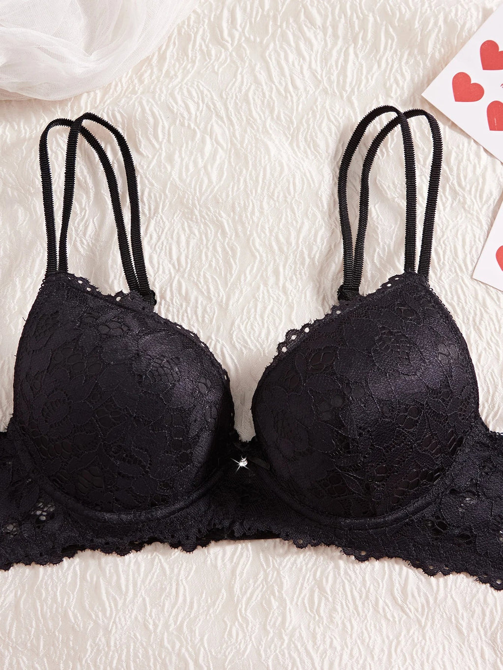 6-Piece Set Women's Bra and Panties Set Sexy Patterned Lace Patchwork No Lining Comfortable Fitting Women's Push-Up Bra Women's Underwear Set